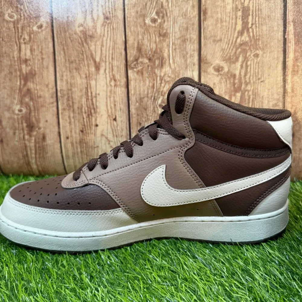 Nike Court Vision Mid NN Sneakers Mens size 10.5 Brown Light Bone Casual Shoes